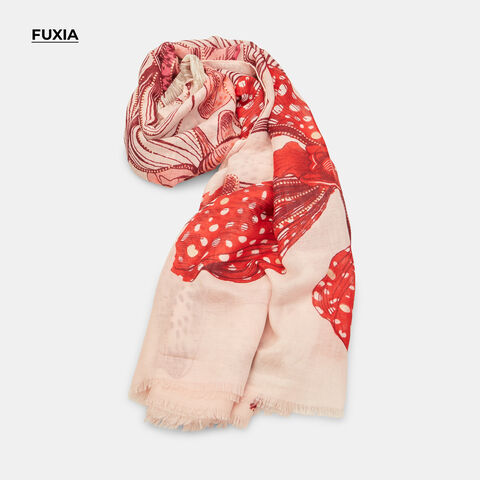 Pañuelo de mujer con estampado floral con inserciones laminadas, Multicolor Pañuelo de mujer con estampado floral con inserciones laminadas, Multicolor